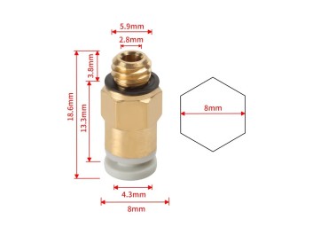 M6 Pneumatic Connector for 4mm PFTE tube
