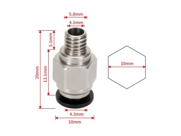 M6 Pneumatic Straingh Through Connector for 4mm PFTE tube
