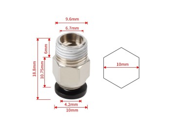 M10 Pneumatic Connector for 4mm PFTE tube