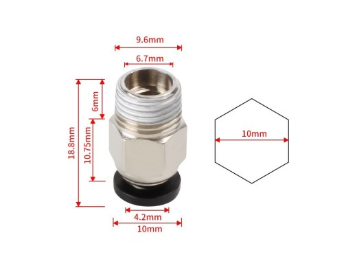 M10 Pneumatic Connector for 4mm PFTE tube  - Connector /