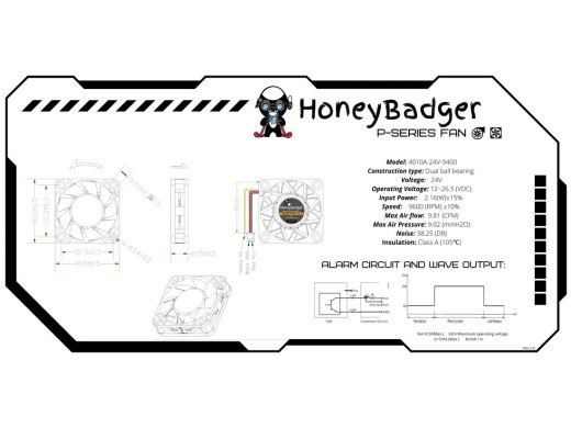 4010 Axial fan 24v af HoneyBadger - Højtydende ventilator med 9400 RPM