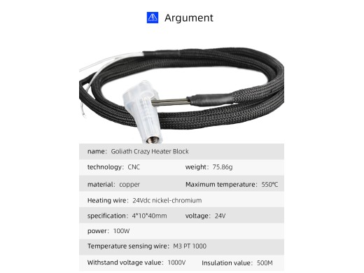 Goliath Varmeblok 550°C | 3D Printer Hotend