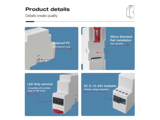 GL-DR-010WL DIN Rail WLED Controller For LED Strip Systems