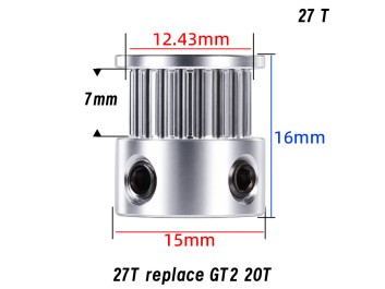 Pulley 1.5GT 27T – 5 mm Bore/ID 2