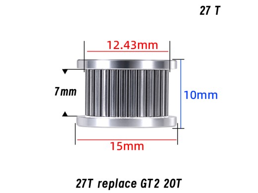 Idler 1.5GT 27T med tænder – 5 mm Bore/ID