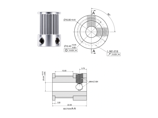 Pulley 1.5GT 27T – 5 mm Bore/ID